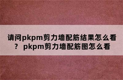 请问pkpm剪力墙配筋结果怎么看？ pkpm剪力墙配筋图怎么看